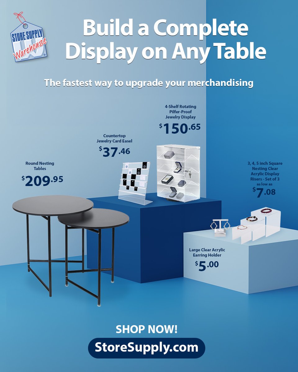 StoreSupply's tweet photo. Every inch of counter space is an opportunity. Shop SSW for affordable tabletop fixtures that help you build high-impact displays and merchandise smarter. https://t.co/rcTIooXKZi