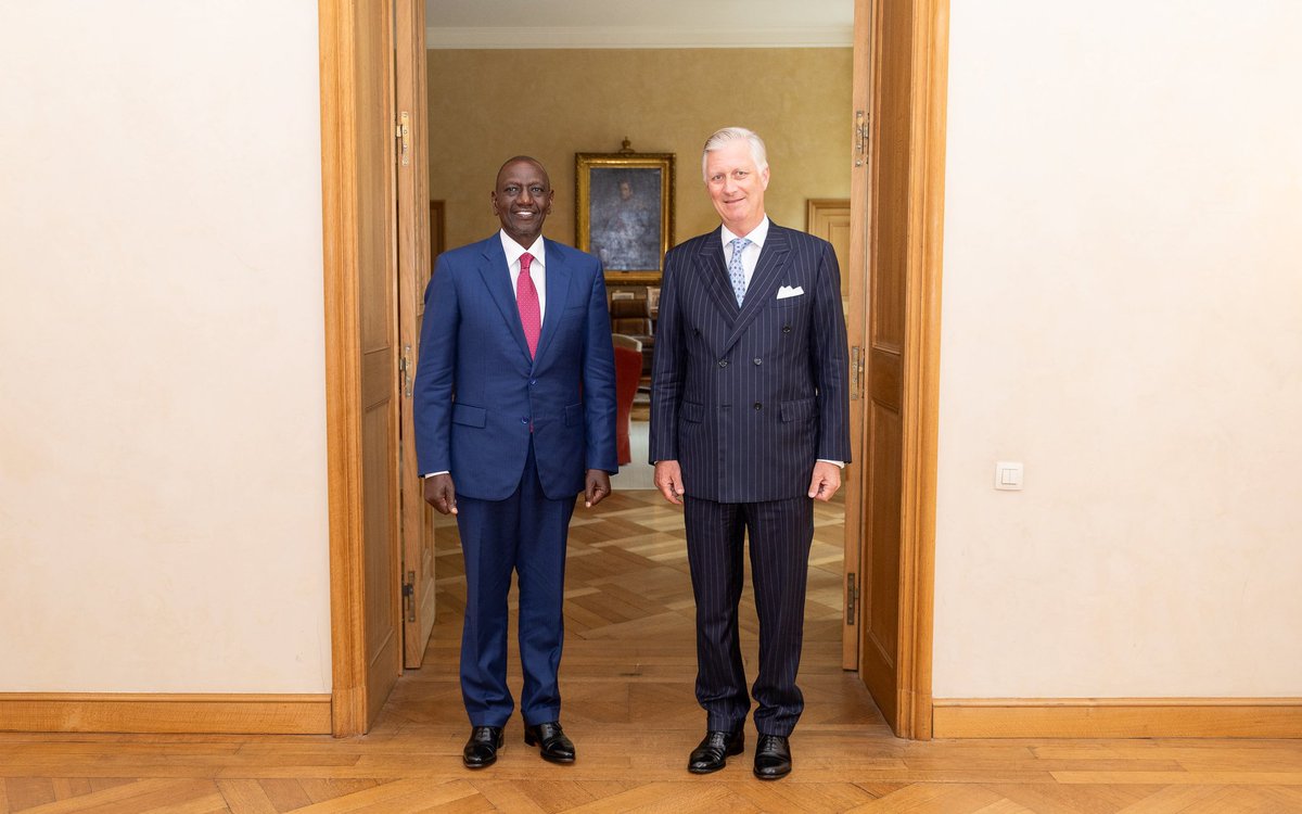 WilliamsRuto's tweet photo. Held fruitful discussions with His Majesty King Philippe of Belgium on strengthening Kenya-Belgium relations and expanding cooperation in trade, investment, infrastructure and tourism.

I thanked Belgium for being the leading destination for Kenyan coffee exports and highlighted the growing opportunities for trade and investment between our two countries. I also briefed His Majesty on the outcomes of the Kenya-Belgium Business Forum and our efforts to create an enabling environment for business and investment.

We discussed opportunities to enhance regional connectivity through the extension of the Northern Corridor road and rail network to Kinshasa, strengthening transport links between the Port of Mombasa and the Democratic Republic of the Congo.

We further discussed cooperation in tourism and I invited His Majesty to make a maiden visit to Kenya and experience the world-renowned wildebeest migration.