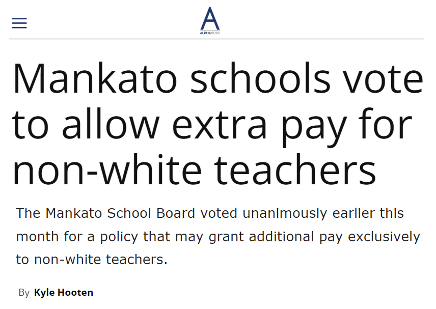TooWhiteToTweet's tweet photo. Mankato, Minnesota.

Where Somali gangs ambush and kill White kids.

And where those White kids' schools pay non-White faculty extra for not being White. https://t.co/uVLV8edDzY