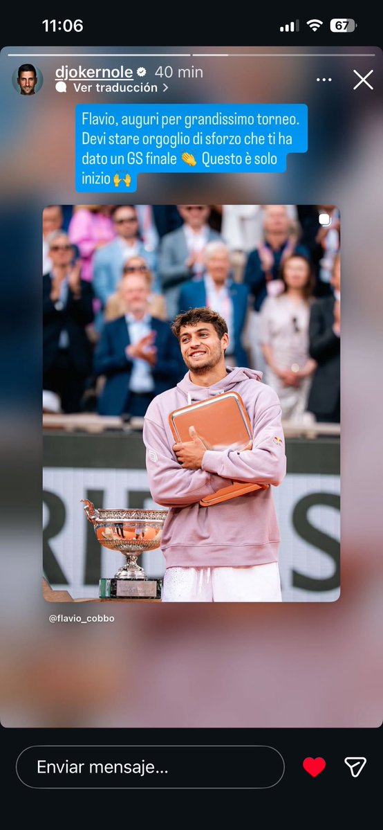 macaadjokovic's tweet photo. El mensaje a Cobolli. 🫶🏼🥹

El único que felicita a todos por igual. https://t.co/Awe7J3OdrG