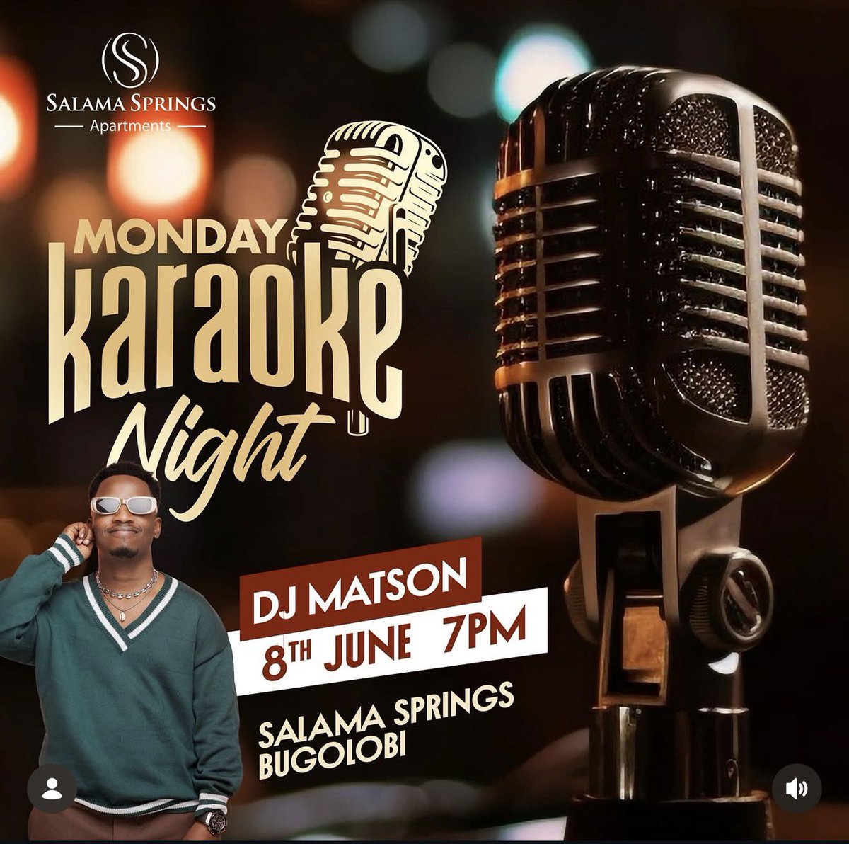 randbuganda's tweet photo. Our very own @djmatson2561 is at @SalamaSprings tonight for some karaoke come thru 🚀🚀 https://t.co/nYR76bpJgB