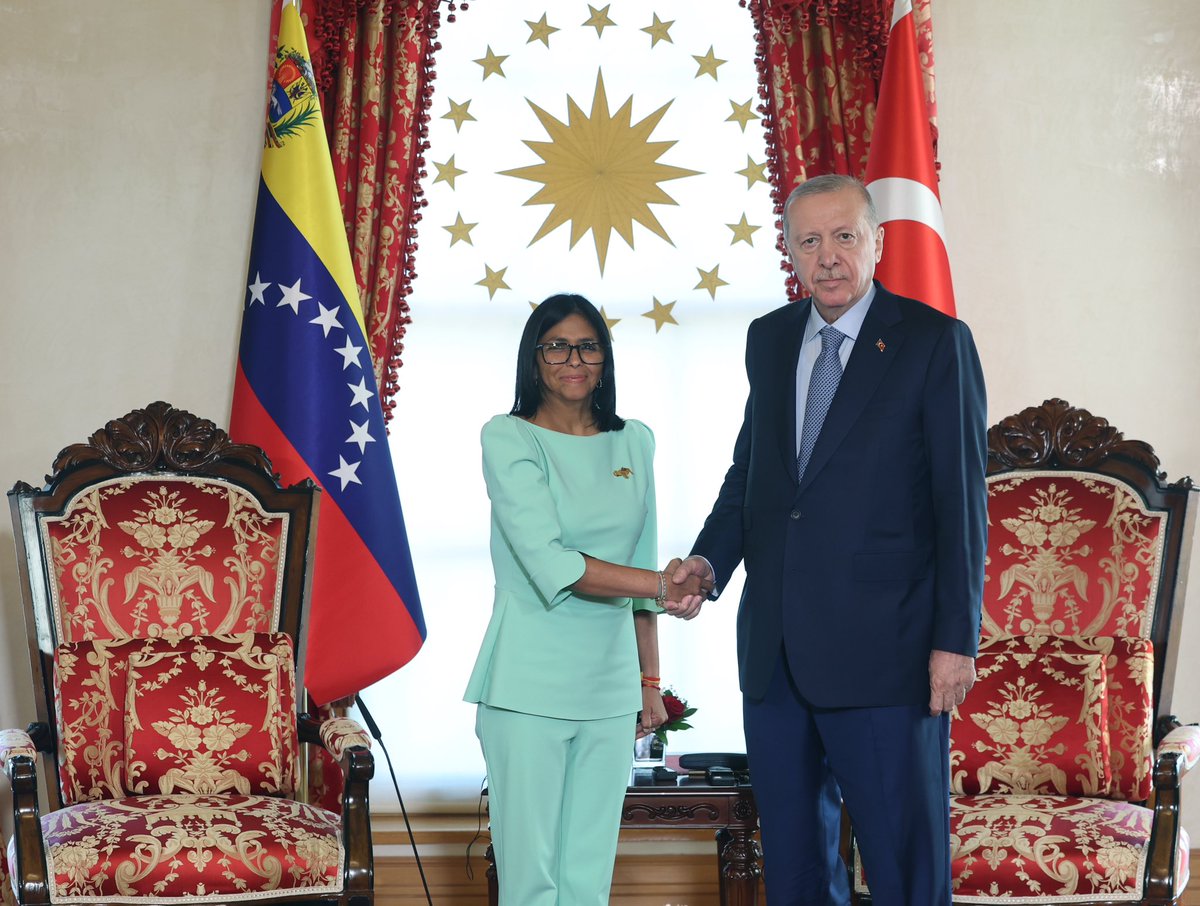 tcbestepe's tweet photo. Cumhurbaşkanımız Sayın Recep Tayyip Erdoğan, Venezuela Geçici Devlet Başkanı Delcy Rodriguez ile görüştü https://t.co/Uwb2q9DROK https://t.co/8FO0ovpMIK