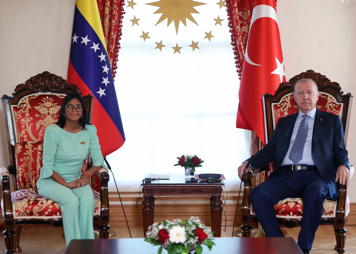 tcbestepe's tweet photo. Cumhurbaşkanımız Sayın Recep Tayyip Erdoğan, Venezuela Geçici Devlet Başkanı Delcy Rodriguez ile görüştü https://t.co/Uwb2q9DROK https://t.co/8FO0ovpMIK