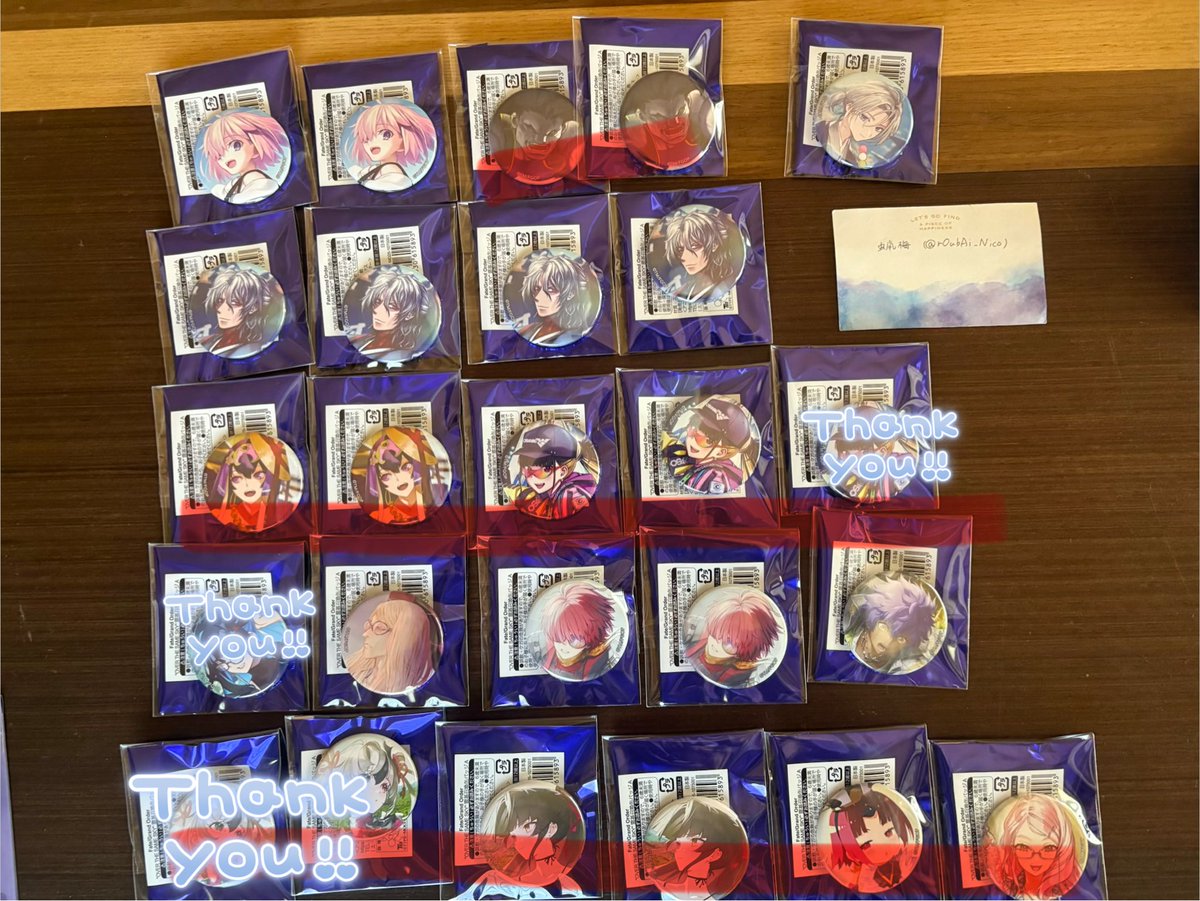 rOubAi_Nico's tweet photo. 【交換 譲渡】FGO 10th OVER THE SAME SKY 新聞 缶バッジ  A

譲）画像のもの

求）太公望 オベロン 北斎 定価＋送料

マシュ、段蔵2紅閻魔コヤン汚れあり。問い合わせ中
北斎は他求む同数含むのみ
譲渡は赤線のみ
お気軽にお声掛けください https://t.co/ZeLNfOjHkL
