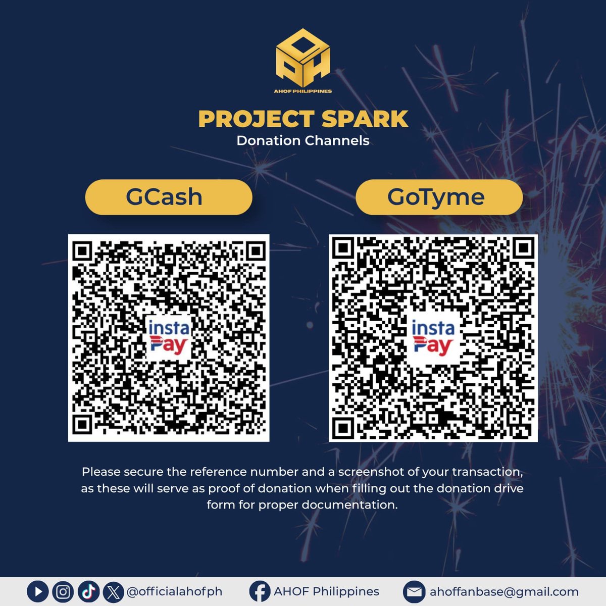 OfficialAHOFPH's tweet photo. ✨ PROJECT SPARK UPDATE ✨

Hi, FOHAs! 💙

We want to take a moment to thank everyone who has supported PROJECT SPARK so far. Your donations, shares, and encouragement mean so much to us.

Again, our CAFE COLLAB PROJECT has been fully funded and is set to run from July 1–31, 2026! 🎉

As we continue preparing for AHOF's First Spark in Manila, we've carefully reviewed our plans and made some adjustments:

•The Mural/Art Installation Project will be put on hold for now so we can focus on the Fan Pass-Through Project, which can still help introduce AHOF to more people while lessening the overall budget we need to raise.
•For the MOA Globe Ad, we are currently securing one day for now (July 25). If fundraising continues to go well, we'll do our best to extend the duration.

Every peso donated brings us one step closer to making these projects happen. If you're able to contribute, we'd greatly appreciate your support. 

🗳️Donation Form: https://t.co/9dE1OwaCsr
📊Transparency Tracker: https://t.co/g0cEC5rHXs

Thank you for your continued support and trust. Let's make these projects memorable for AHOF and FOHAs!