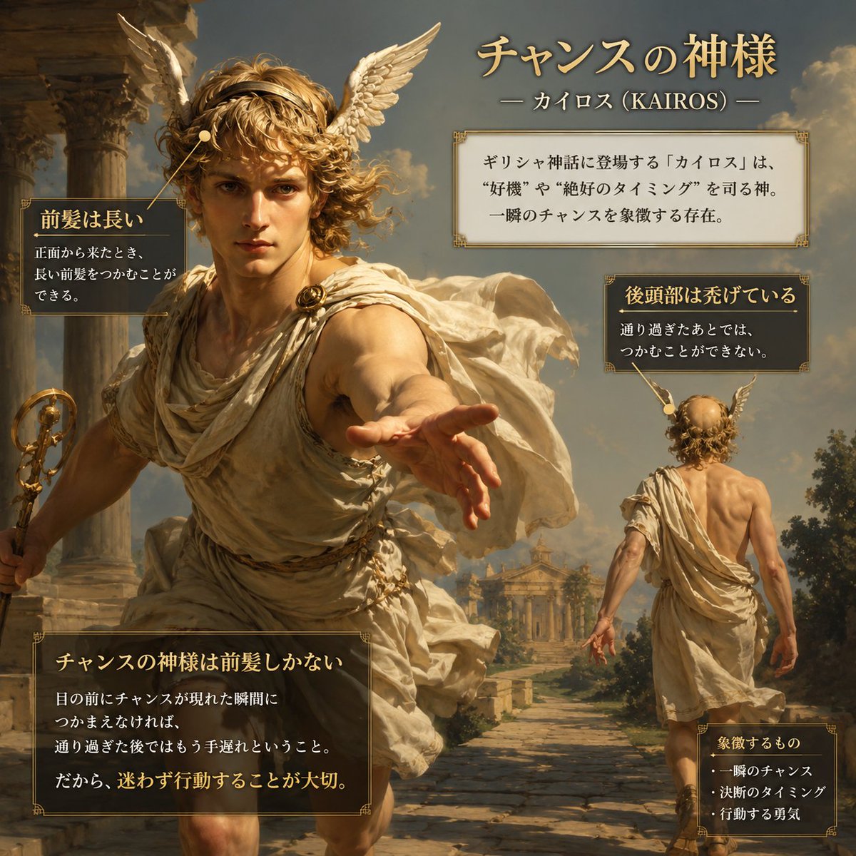 komorisadayuki's tweet photo. ギリシャ神話 
チャンスの神様は前髪しかない

高槻市議会議員 小森さだゆき
 日本を強く、たくましく！ @komorisadayuki https://t.co/xLigpNTiOL https://t.co/ViJ3R4s15t