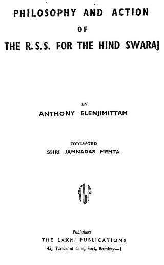 devoffice's tweet photo. Today I learnt that much popular phrase of ‘pseudo- secularism’ originated in the writings of Indian Catholic priest from Kerala- Father Anthony Elenjimittam (1915-2011). It founds mention in his book: ‘Philosophy and Action of the RSS for the Hind Swaraj’ where the term was used to ctiticise Nehruvian secularism. It is also probably the first book which was quite sympathetic to RSS.