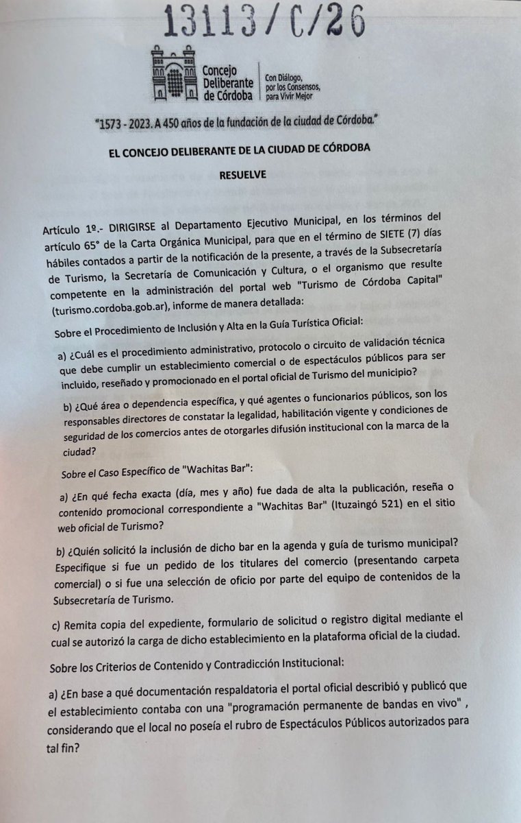 CaffarattiElisa's tweet photo. ¿Por qué la Municipalidad promocionaba a Wachitas Bar en su portal oficial de Turismo? Un bar que acumulaba infracciones, clausuras y denuncias vecinales. ​La sociedad de Córdoba merece saber si fue inoperancia o favoritismo político.  Presentamos un pedido de informe urgente para quién tomó esa decisión y por qué?👇🏽