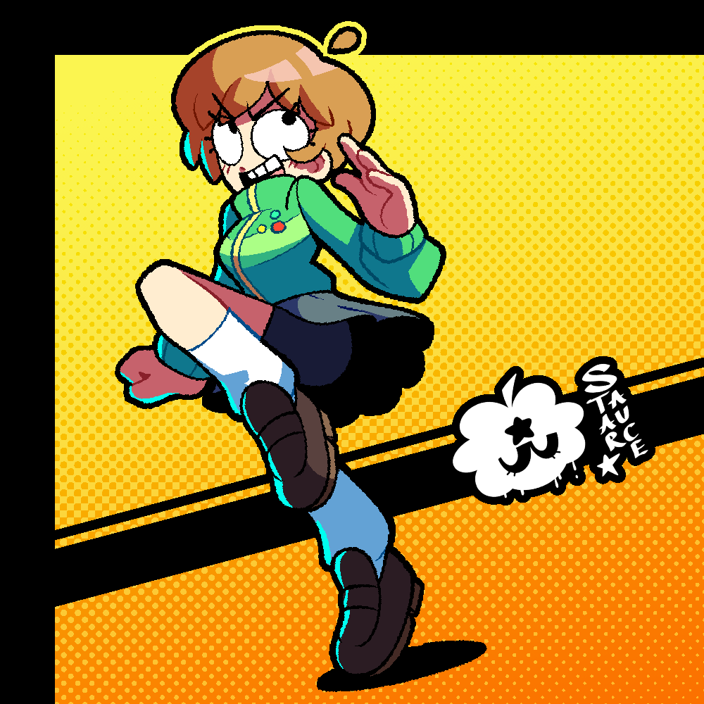 St4rs4uce's tweet photo. Persona 4 Revival looks sick! So here's an old Chie I drew + the redraw I did 📺💛 #Persona4Revival https://t.co/u6z8ewwea7