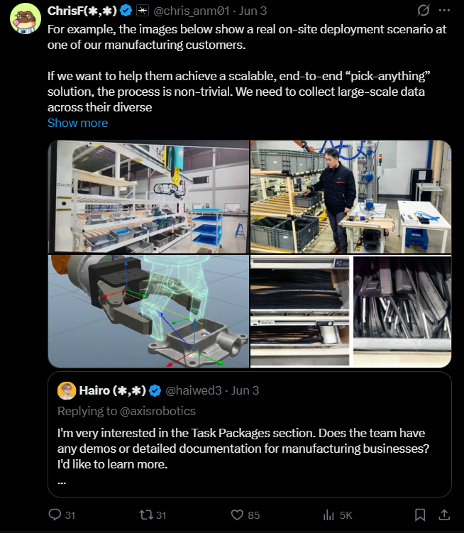 HBkdn1's tweet photo. The team is actively promoting its practical application, below is a real-world project currently underway. Many more organizations will soon be using @axisrobotics 's DATA. https://t.co/iovTsf3LGs