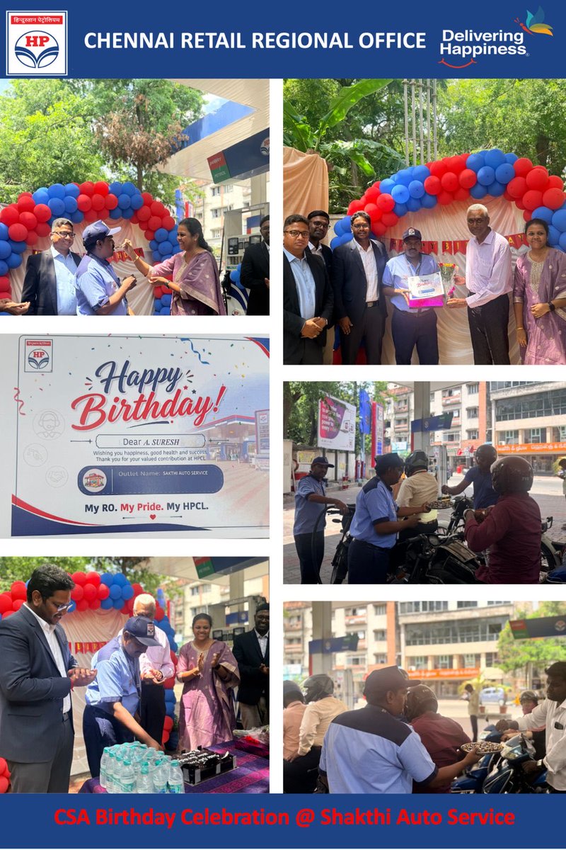 hpcl_chennai's tweet photo. *HPCL Chennai Retail Region celebrated the birthday of CSA Shri Suresh of Shakti Auto Service as an HPCL initiative to further strengthen and enrich the https://t.co/IwJdYbBujB was a happy and emotional moment for the CSA. ⁦@hpcl_retail⁩ @PetroleumMin https://t.co/k3wIcRd8Ox