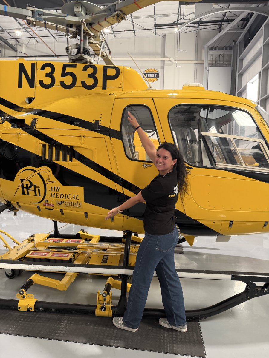 phi_richmond's tweet photo. Meet Christina- our newest Med 9 medic. She has been a paramedic for 12 years and decided to fly to progress clinically and the adrenaline! 

Fun fact: She loves reading Edgar Allan Poe books! 🐦‍⬛ 📕 

#meetthecrewmonday #edgarallanpoe #flightparamedic #PHImedical #lifeflight https://t.co/GEytqka3BA