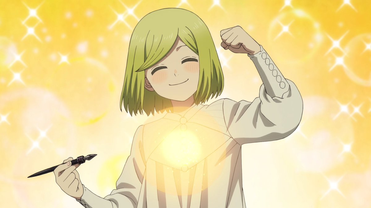 LLopez11_'s tweet photo. Coco es tan tierna cuando se emociona 💚✨

#WitchHatAtelier https://t.co/aB09KE5jqz