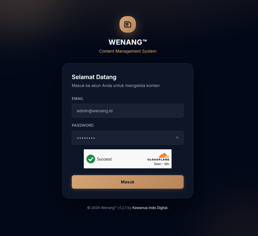 eroljo's tweet photo. Hari ini selesai integrasi UI dashboard Wenang CMS ke backend, Turnstile dan Google SSO (temp disabled). Saat ini Wenang CMS v1 statusnya SPA dengan codebase @reactjs + Vite. Tahap selanjutnya adalah integrasi license system @kawanua yang dilengkapi auth.

#webdevelopment https://t.co/p332rIMxyT