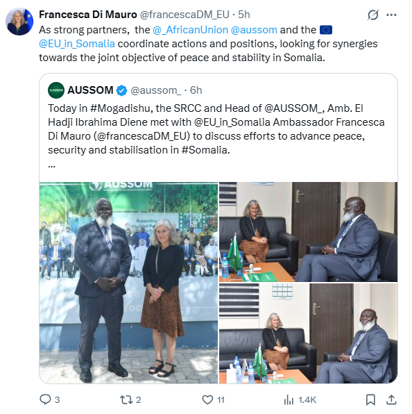 K6734Mo's tweet photo. The EU's approach to Somalia has long prioritised international missions and the NGO-industrial complex over direct investment in Somali institutions and the Somali people.

For years, vast resources have been channelled into AMISOM and its successor missions, while Somalia's own national institutions have often received far less support. Many Somalis question why external structures continue to receive funding when greater investment could be made in strengthening the Somali National Army and state institutions.

This is also why comparisons with Turkey resonate with many Somalis. Turkey has chosen to engage directly with Somalia by investing in infrastructure, education, healthcare, and security institutions, helping to build local capacity rather than relying primarily on external missions.

With the current peace support mission expected to conclude in the coming months, it is fair to ask why international partners are still prioritising external mechanisms instead of focusing their resources on Somalia's long-term self-reliance and national institutions.

@umutcagrisariii
