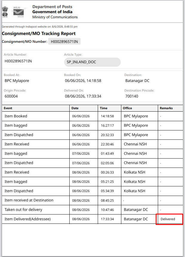 FINTAXZONE's tweet photo. 🚨 Serious Complaint Against Batanagar Post Office (PIN: 700140)

My important HDFC Bank Business Internet Banking password document shows “Delivered” but I still did NOT receive it! 😡

Tracking ID: HI002896571IN

Immediate investigation needed! Who is responsible? This is a serious security risk. 📮⚠️

#IndiaPost #PostOffice #Complaint #Batanagar #HDFCBank #DeliveryIssue #TrackingIssue #CustomerComplaint #India #BankingSecurity #WestBengal #Kolkata #ARMurugadoss #Sivakarthikeyan