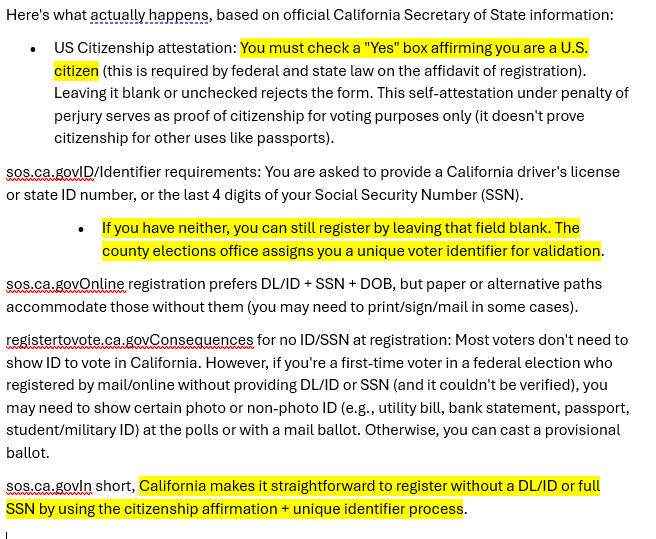 Mock43754040's tweet photo. @brianeskow If you cannot verify ID to register to vote and cannot verify ID to vote -- how do you know who the fuck is voting in California? https://t.co/OPz0ZoyjJX
