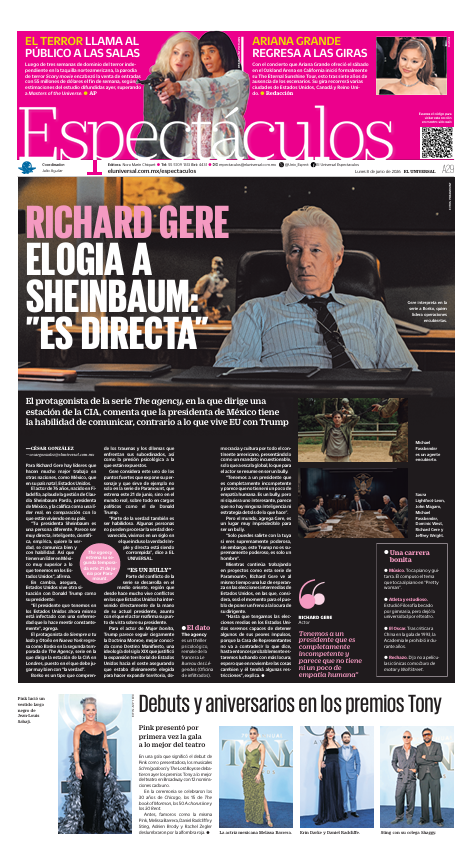 Univ_espect's tweet photo. #EnPortada Richard Gere elogia a Sheinbaum: "Es directa" #BonitoLunes 
Lee más aquí👇:
https://t.co/MynEarc7wl https://t.co/DnPbSIumpP