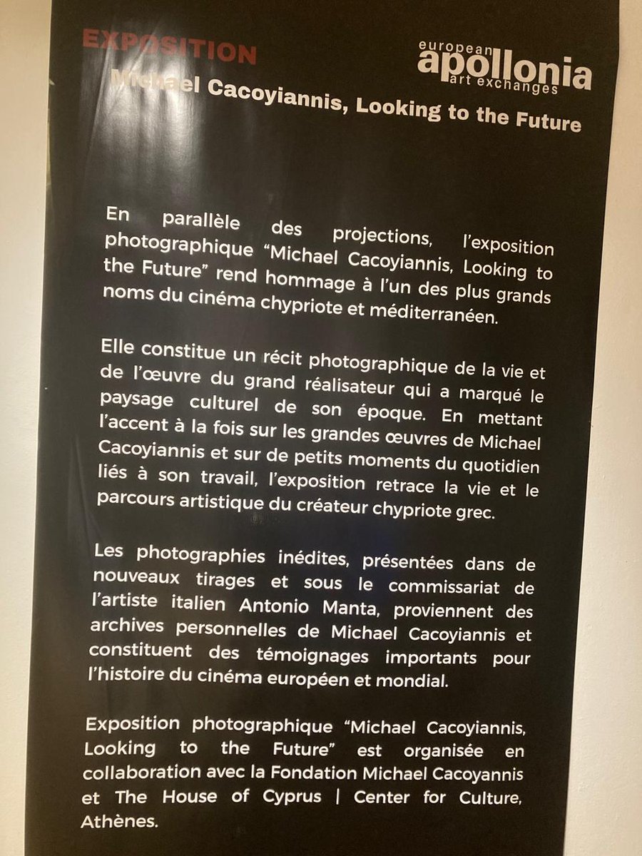 Cyprus_CoE's tweet photo. 🎬🇨🇾 L’Ambassadeur de Chypre, George Yiangou et @Cyprus_CoE ont eu le plaisir d’ouvrir le Festival du cinéma chypriote et expo photo sur Michael Cacoyiannis à Apollonia à Strasbourg, organisé par le @DepMinCultureCy dans le cadre de la @CY2026EU, avec le soutien de @InvestCyprus. https://t.co/RW5Xozgohx