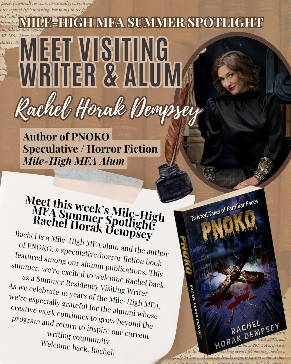 MileHighMFA's tweet photo. We’re excited to welcome Rachel Dempsey back to the Mile-High MFA community for Summer Residency!

#milehighmfa #milehighcreativewriting #milehighmfaalumni #milehighmfa10yearanniversary #summerresidency #visitingwriter #speculativefiction #horrorfiction #writingcommunity https://t.co/hanzJSaZQ5