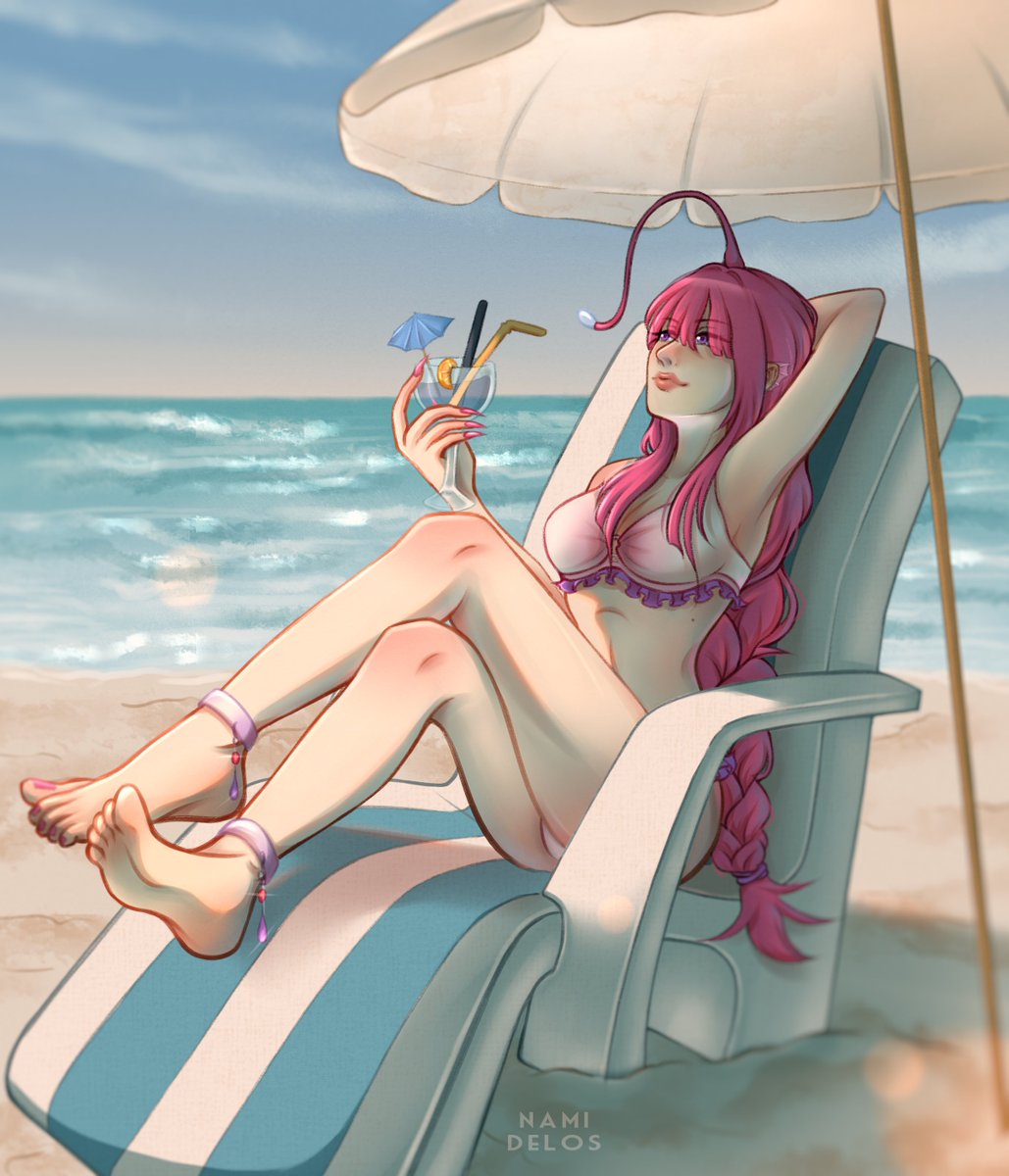 Nami_Delos's tweet photo. Another activity is an event with artists from the tg channel Postelnek. We drew each other's characters in swimsuits 😏

#digitalart #beach #event #artchallenge #originalcharacter #sea #vacation #drawing https://t.co/z12KQfot1l