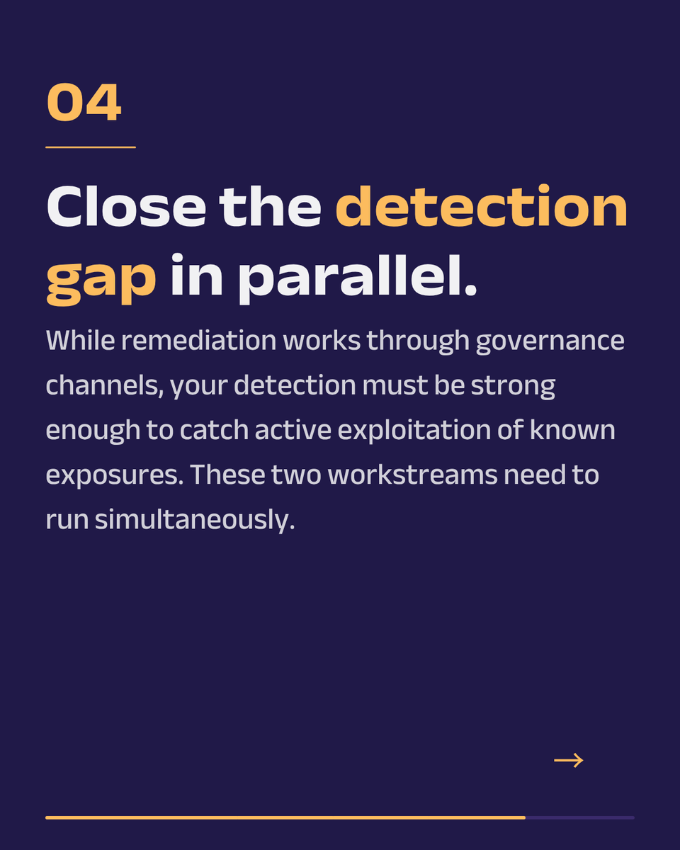BreachLock's tweet photo. Remediation through governance takes time. That's non-negotiable. But detection can't wait for it. If you're not hardening detection against known exposures in parallel, you're leaving a window open. #Cybersecurity #SecOps https://t.co/MCwg9DWXig