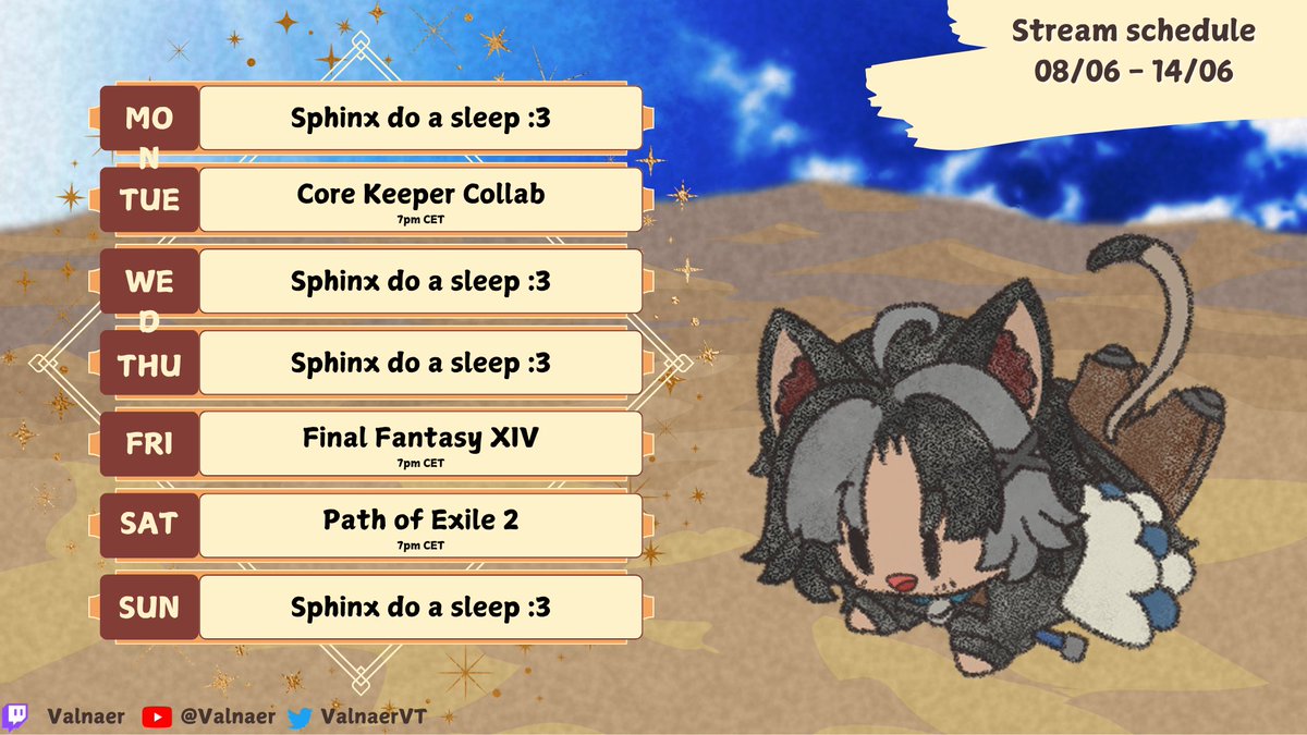 ValnaerVT's tweet photo. New schedule time! 

Playing games, and collabbing with the incredible @WhimsicoolVT @VinVystrani and @CatersHime !

This week's gonna be a good one :3 https://t.co/Cyvf0K15P8