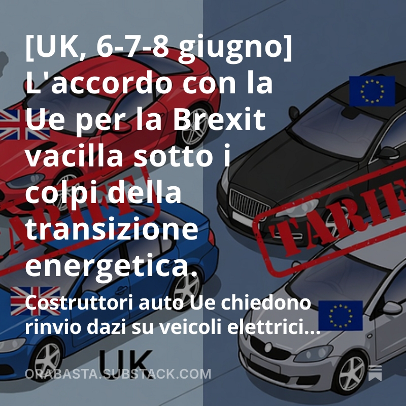 giuslit's tweet photo. L'accordo con la Ue per la Brexit vacilla sotto i colpi della transizione energetica.
Costruttori auto Ue chiedono rinvio dazi su veicoli elettrici dal Regno Unito - Inflazione spinge rialzo Bce e rompe sincronia banche centrali - Debito pubblico britannico triplica a ritmi record
https://t.co/oFSYhpE9y0
#8giugno2026