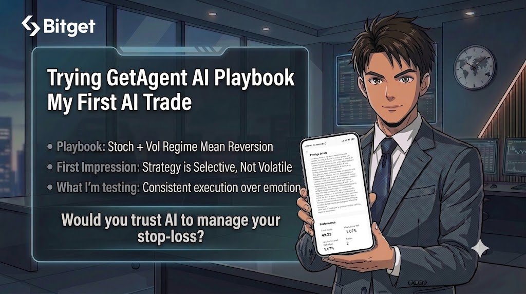 armanabdullah28's tweet photo. AI is slowly making its way into every part of trading, so there was always one question on mind:

How good AI is when real money and real trade execution are involved?

Since @bitget recently launched GetAgent AI Playbook, I decided to give it a trial and see what the experience is actually like.

For my first test, I picked the playbook named: Stoch + Vol Regime Mean Reversion.

I actually liked the strategy that it is not trying to catch every move in the market. From what I understood, it waits for specific conditions and looks for reversal opportunities rather than constantly jumping into trades.

My first impression was pretty positive. The interface was easy to navigate, and I could quickly check things like historical performance, drawdown, win rate, and the logic behind the strategy before subscribing.

As for expectations, I'm not looking for some magical money printer. I'm more interested in seeing whether AI can consistently follow a trading plan without the hesitation, overthinking, or second-guessing that often comes with manual trading.

It's only Day 1, but the concept is interesting enough that I want to keep following the results and see how it performs over time.

Would you trust AI to manage your entries, take-profits, and stoplosses?