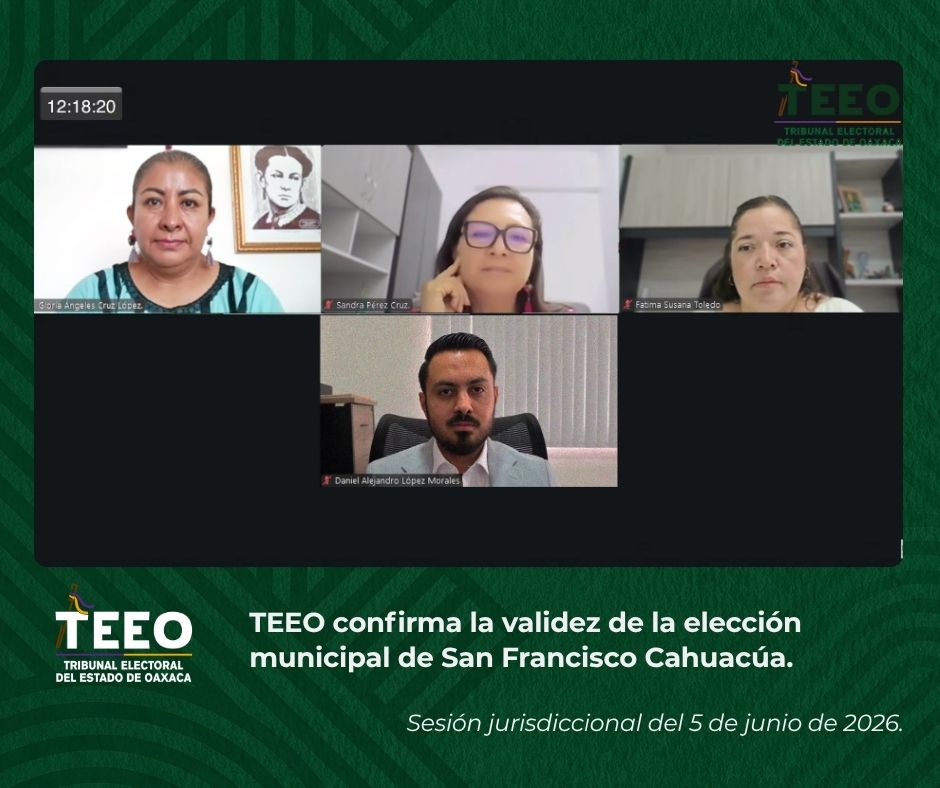 TEEOax's tweet photo. #TEEOaxResuelve
📷 Lee nuestro #Boletín en: 📷
https://t.co/iWM35N4Dbr
Sesión jurisdiccional del 5 de junio de 2026. https://t.co/OshibKJPvH