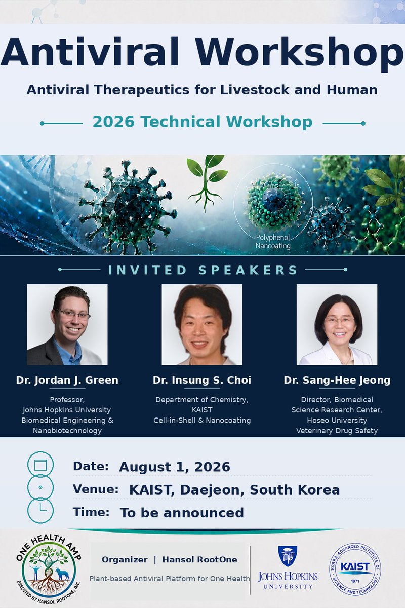 daejang555's tweet photo. Climate change is driving more viral threats, but existing vaccines and drugs often underperform in the real world of farms. We’re developing plant‑based antiviral and green biosecurity so we will tackle these problems together in our upcoming antiviral workshop. #HansolRootOne https://t.co/GfUYxdVtWU