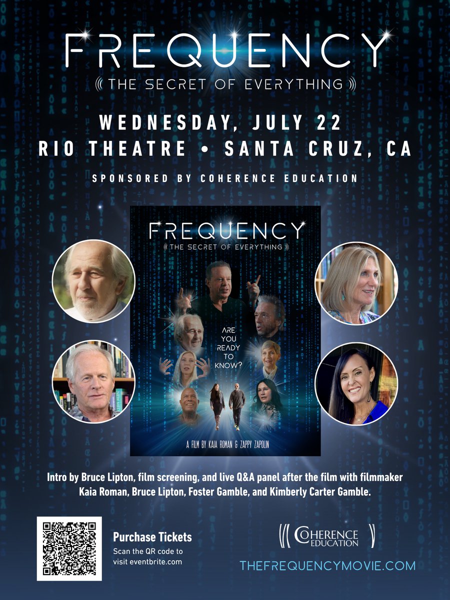 FrequencyMovie's tweet photo. 🎟 Upcoming Screenings

✨ June 16 – Sedona, AZ (SOLD OUT)
Bruce Lipton &amp; Gregg Braden Live Q&amp;A

✨ June 23 – Sedona, AZ
Drs. JJ Hurtak &amp; Desiree Hurtak Live Q&amp;A

✨ July 22 – Santa Cruz, CA
Panel with Bruce Lipton, Foster Gamble, Kimberly Carter Gamble &amp; Filmmaker Kaia Roman https://t.co/XFNLlsMYjr