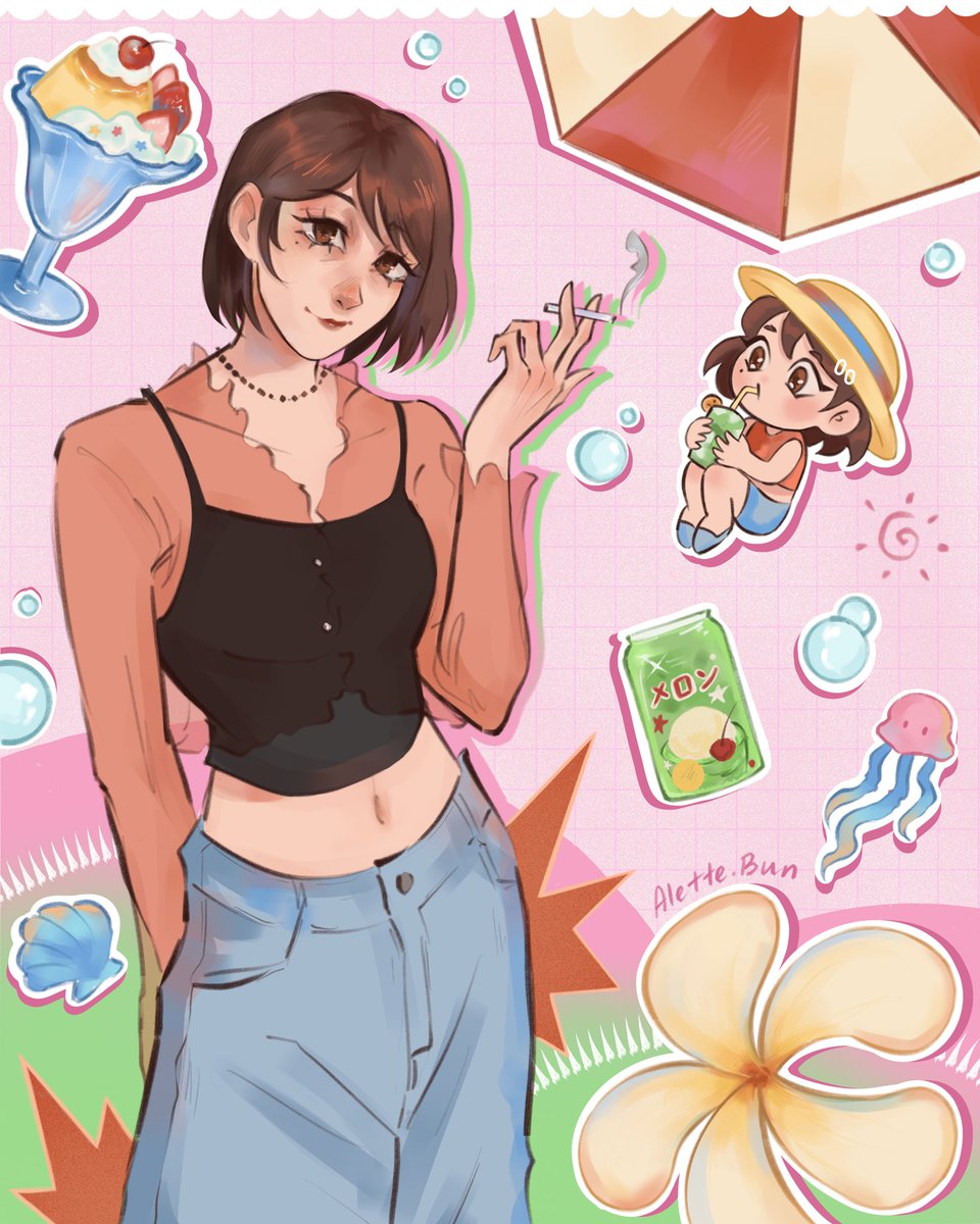 AletteBun's tweet photo. Summer has started,enjoy it too🌟 #sashisu #jjk #jujutsukaisenfanart https://t.co/eGKimhvbSD