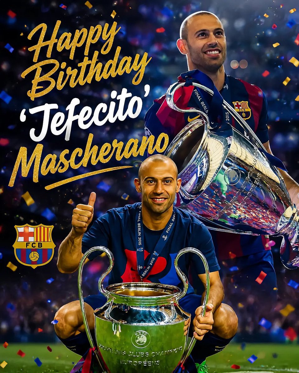 ViscaBarcaNet's tweet photo. Happy Birthday ‘Jefecito’ Mascherano 🎉🎉 https://t.co/KxZQBp0ezi