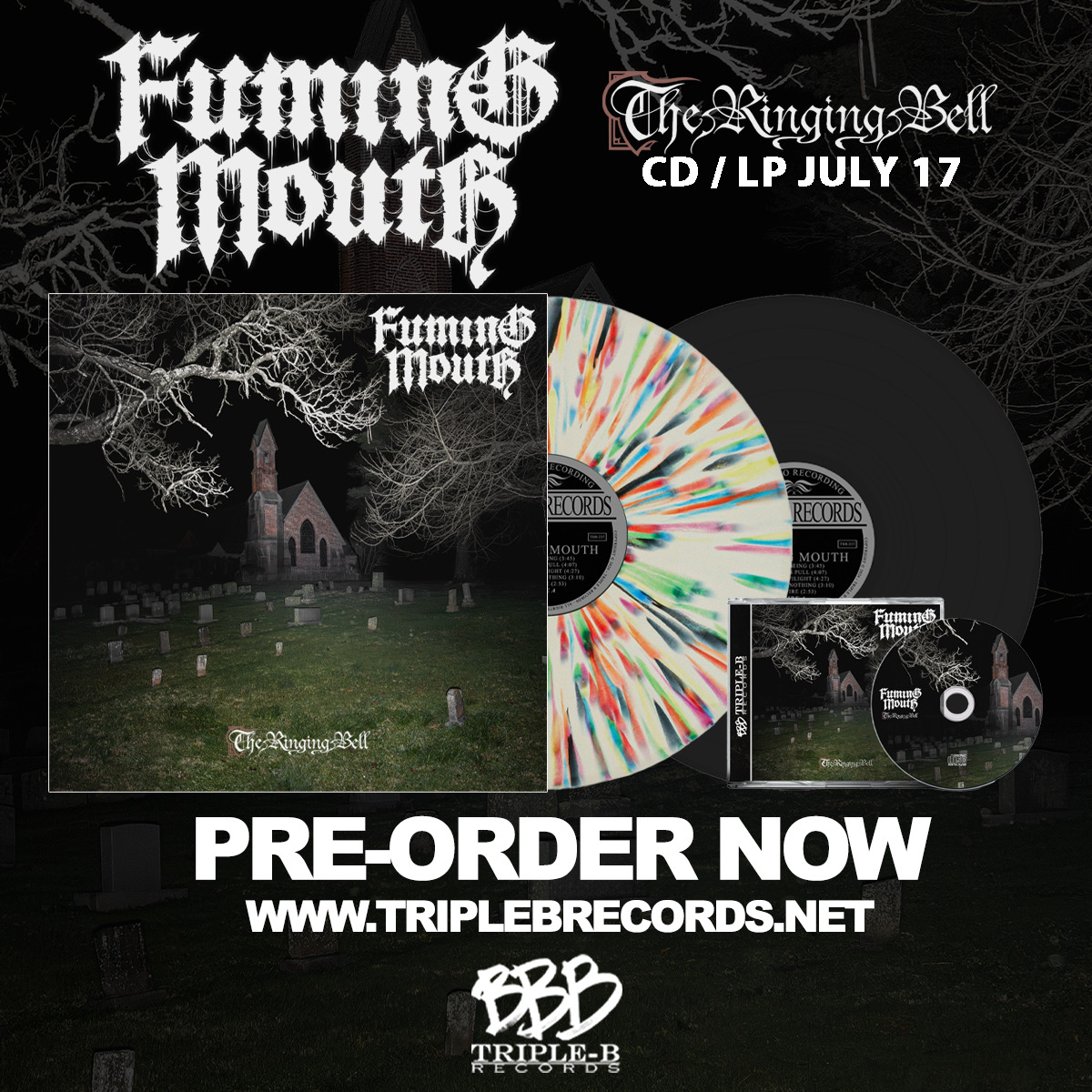 FumingMouth's tweet photo. THE RINGING BELL OUT EVERYWHERE 07.17.26. Friday we released the first single "A Blaze of Nihilism" from our upcoming full-length album. The first vinyl variant is sold out. Limited left of our @nightshiftmerch vinyl and @TripleBRecords vinyl.

Order: https://t.co/Iib0NF9k5Q https://t.co/PKkEwT7vqL