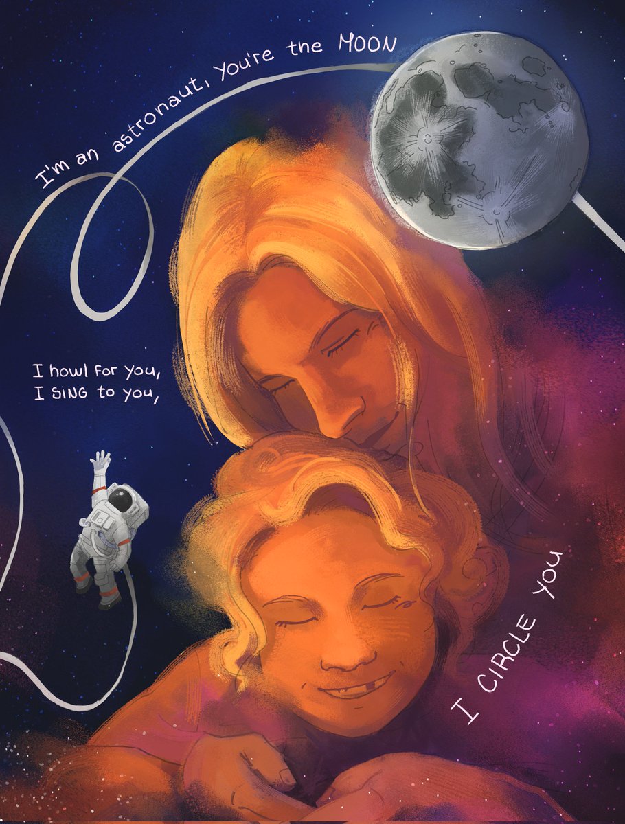 oma_thepigeon's tweet photo. "Even anxious pups need the Moon" #digitalart https://t.co/FLtkZpLqEI