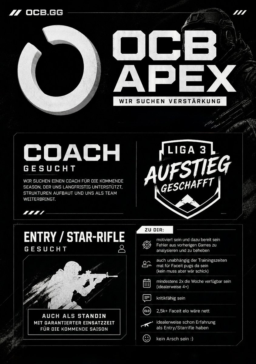 k_t1mECs2's tweet photo. Aufstieg in die Div3 ist geschafft, jetzt suchen wir einen neuen 5. Mitspieler sowie einen Coach. Falls ihr euch angesprochen fühlt gerne einfach melden.
@OTHERSCANTBEAT #OTHERSCANTBEAT https://t.co/BLA63J7K6x