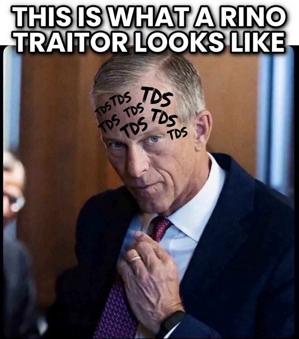 ColonelMQ's tweet photo. HE. WON’T. DO. IT!💯🎯🤦🏻‍♂️

There is no hope for @LeaderJohnThune .

He is a dirty RINO to his very (evil) soul & will continue to do what he was put there to do: stop @realDonaldTrump 

He could’ve cast off this Ohomo – appointed Leftist over a year ago, but didn’t do it. Why? Because she’s there for the same reason.

JD Vance is the president of the Senate and there are non-RINOs there that can play hardball to get these traitors in line.

Until the gloves come off and it becomes extremely unpleasant for them to be there, expect nothing to change.