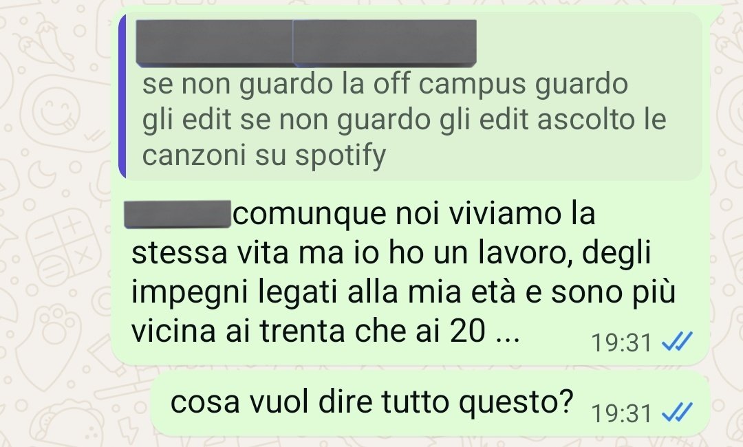 Gioo_Gioo00's tweet photo. io parlando da quasi un'ora con mia cugina sedicenne di off campus per poi rendermi conto della nostra differenza di età e che dire purtroppo a me NON INTERESSA https://t.co/nhaPc8LM7L
