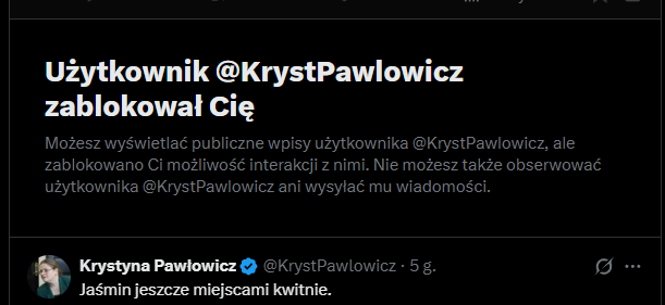 Trololollo2's tweet photo. @AgnieszkaLato21 @Wojtek_Koral @CDzwoni Zablokowala mnie gdy pelnila funkcje publiczna i brala pieniadze z moich podatkow. https://t.co/psY8RJzKZL