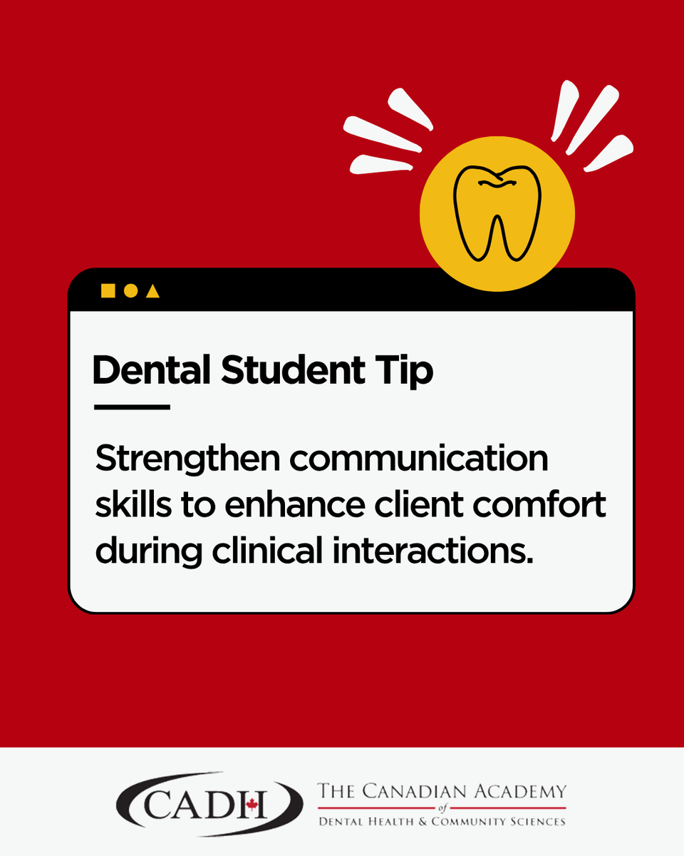 CADHCS's tweet photo. 🪥 Strong communication skills can help clients feel more comfortable during appointments. Clear explanations, active listening, and professionalism all play an important role in clinical interactions. #DentalStudents

🔗 https://t.co/ZW0oJxlLWm https://t.co/VQu92iu8Uo