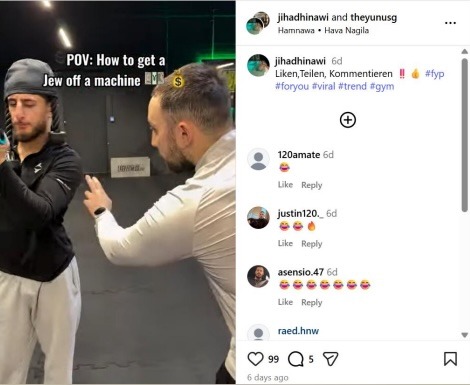 HenMazzig's tweet photo. Antisemitism has become the focal point in a new trend in online gym culture. 

A new report by CyberWell has found that fitness influencers are using weight machine ropes to emulate traditional Jewish sidelocks, along with using blatantly antisemitic captions. 

Old stereotypes and tropes are being echoed online, creating more hostility to Jewish people under the guise of humor. 

A gym should be a place that is free of judgment and exclusivity. Imagine a Jewish person witnessing this in real time, as someone uses antisemitism to gain followers and likes.