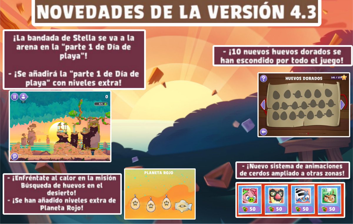 AlexABSMB's tweet photo. ✨AB Update✨: Ya está disponible la actualización 4.3 de AB Reloaded, acompañada a Stella y sus amigas en la parte uno de “Día de Playa”, descubre 10 nuevos huevos dorados, niveles extra en “Red Planet” y disfruta de nuevas Skins y animaciones para los cerdos para los niveles. https://t.co/lkyUGPrCrO