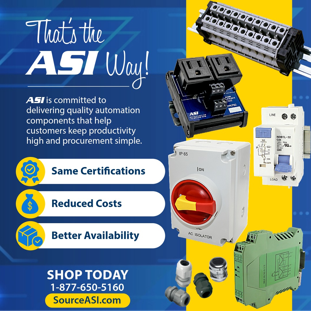 asiez's tweet photo. #ThatsTheASIway! From #powerdistribution & #circuitprotection to #connectivity & #controlsolutions, ASI delivers #automation #components that help keep your operations moving & your sourcing process simple @SourceASI.com #SameCertifications #ReducedCosts #BetterAvailability #mfg https://t.co/1ytl8eJrTp