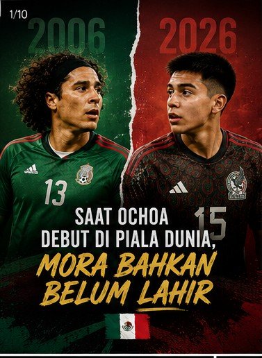 DailyLife_369's tweet photo. THREAD: Tahukah Anda ?? 

Saat Guillermo Ochoa menjalani Piala Dunia pertamanya, Gilberto Mora bahkan belum lahir. Kini mereka satu tim di World Cup 2026. 🇲🇽🤯👇 https://t.co/XmOGbDZXsJ