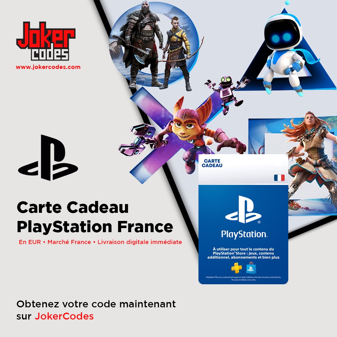 JokerCodes's tweet photo. 🎮 Offrez plus qu’un cadeau : offrez l’accès à tout l’univers PlayStation. Jeux, abonnements, contenus exclusifs et bien plus encore, disponibles en quelques clics. ⚡

🇫🇷 Cartes cadeaux PlayStation France disponibles sur https://t.co/fh6LYIYng2

#PlayStation #PS5 #Gaming https://t.co/lI6bWNG8H2