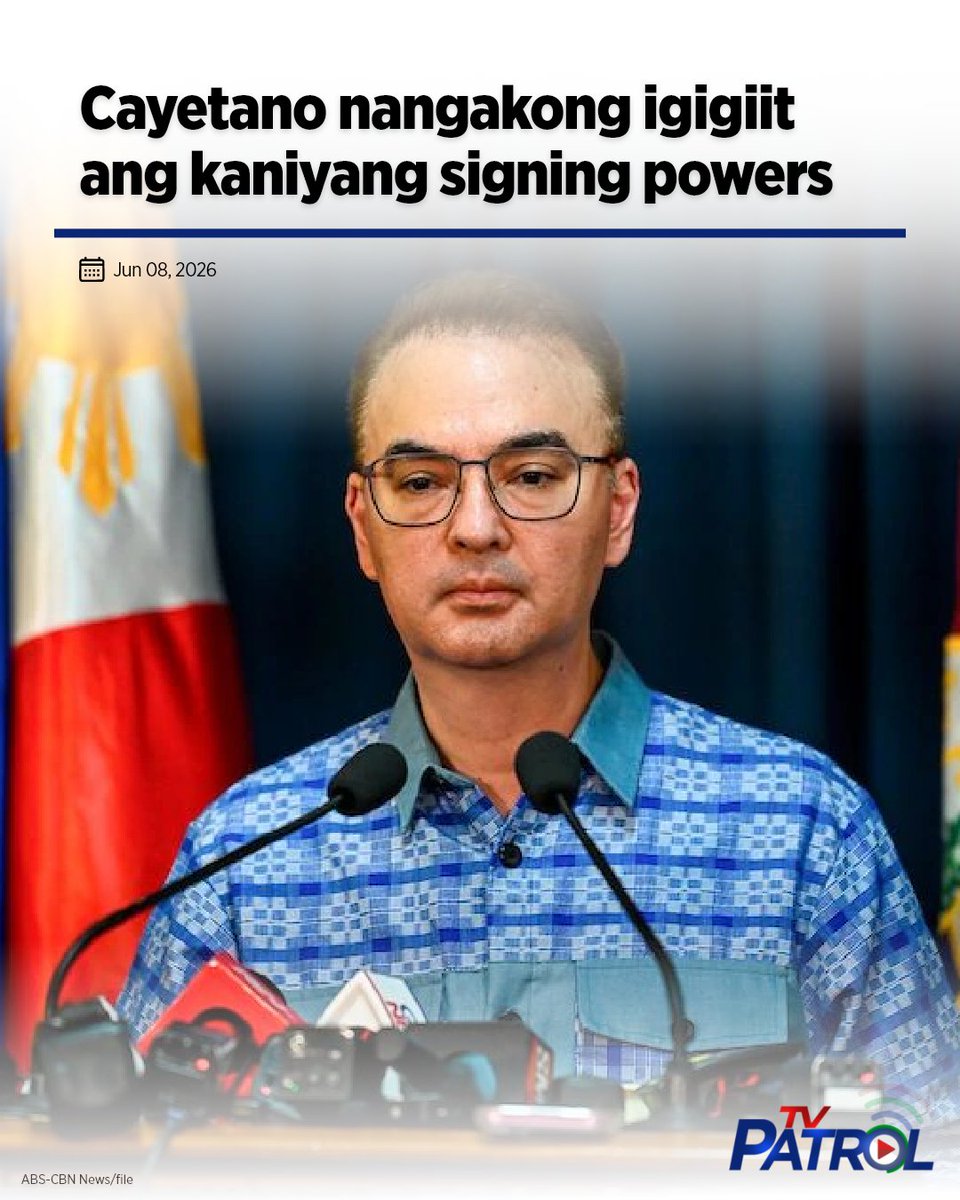 TVPatrol's tweet photo. Nangako si Senador Alan Peter Cayetano na igigiit ang kaniyang "signing powers" matapos sabihing hindi nakararating sa opisina niya ang mga papeles na kailangan niyang pirmahan.

Buong ulat: https://t.co/RI1Vfj0Cnm https://t.co/AcvHwNlzx9