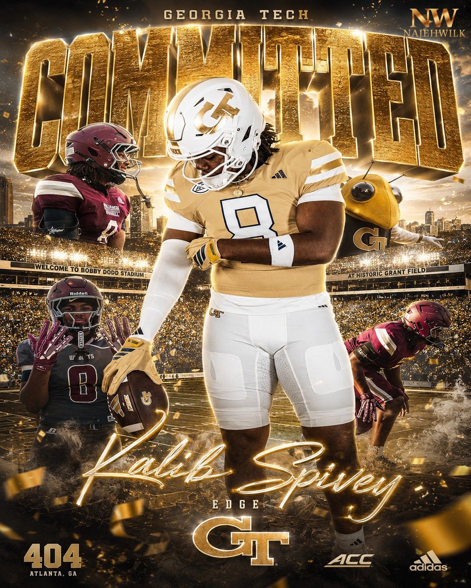 najehwilk's tweet photo. 🚨Breaking 🚨 3 ⭐️ EDGE Kalib Spivey has committed to Georgia Tech, he tells me. The talented pass rusher from Benjamin Russell (AL) chose the Yellow Jackets over Duke, Maryland and Auburn https://t.co/NbXyN0HYxy