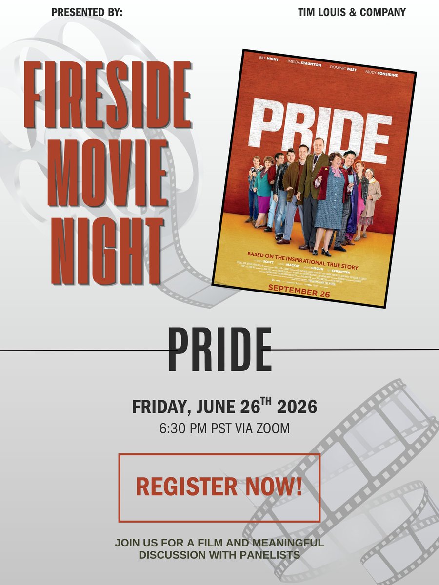 Tim_Louis's tweet photo. Don't forget to register for Fireside Movie Night happening on June 26th at 6:30PM PST! We will be hosting a FREE virtual viewing of "Pride" via Zoom.

Register here: https://t.co/9chA8eURoA https://t.co/EYTFy5Wecn
