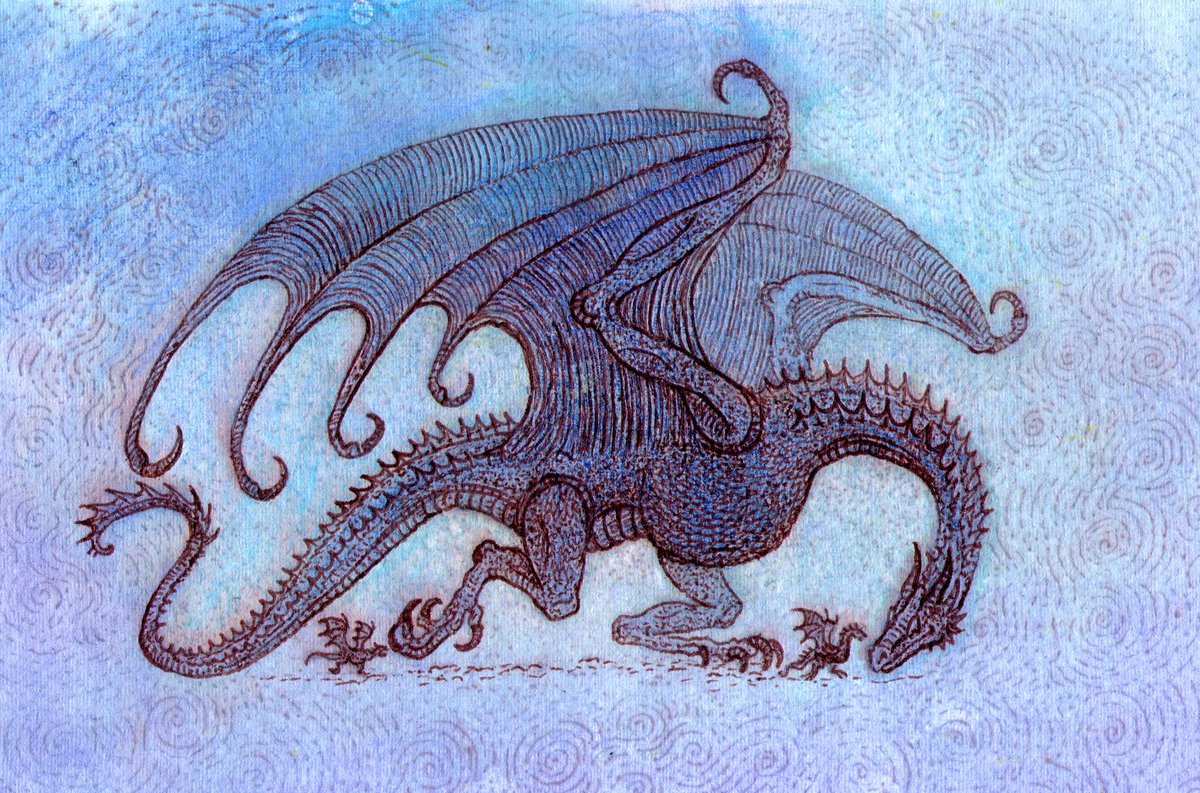 moonwyvern's tweet photo. Dreamfyre and her hatchlings - Shrykos and Morghul  💙✨

#hotd #houseofthedragon #asoiaf https://t.co/8eFGxGPAfM